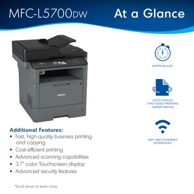 Brother MFC-L5700DW USB, Wireless, Network Ready Black & White Laser All-In-One Printer