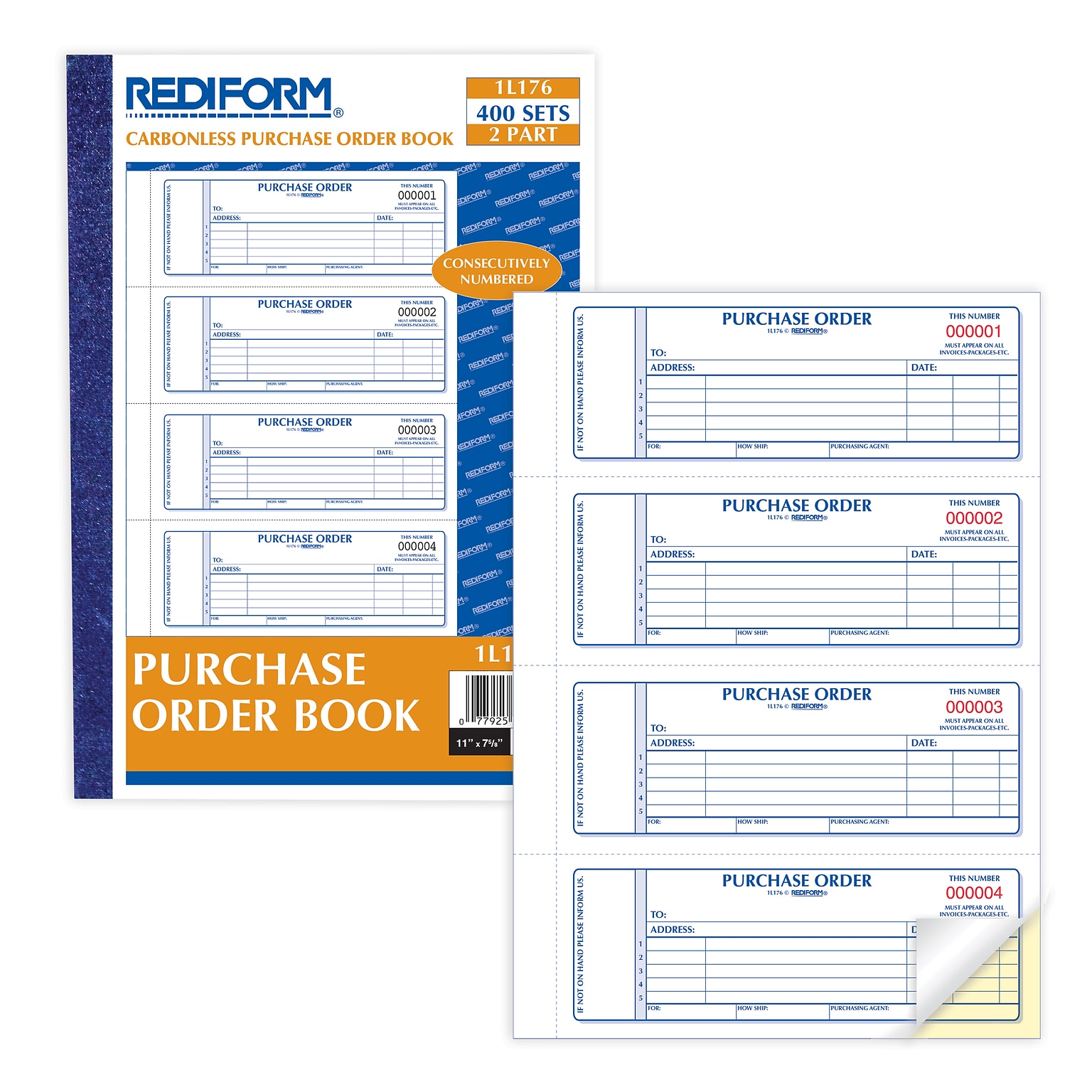 Rediform 2-Part Carbonless Purchase Requisitions, 7L x 2.7W, 400 Sets/Book (RED1L176)