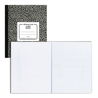 National Brand Composition Notebook, 7.88 x 10, Quad Ruled, 80 Sheets, Black (43475)