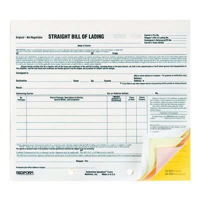 Rediform Snap A Way Bill Of Lading Forms, Quadruplicate, 8-1/2x7, 250 Sets per Pack (RED44302)