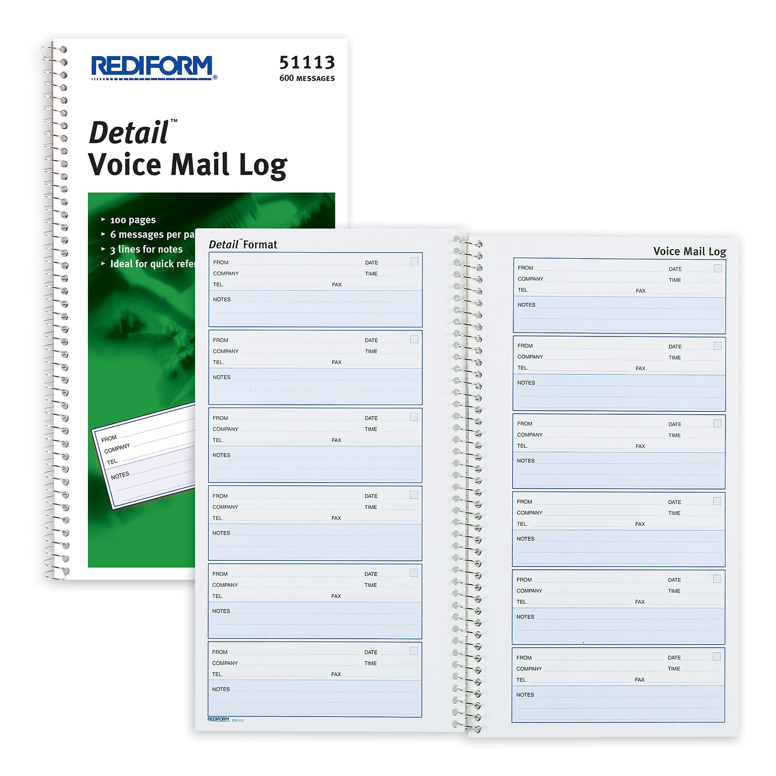 Rediform Detail Message Pad, 10.63 x 5.63, Unruled, White, 100 Sheets/Pad (51113)