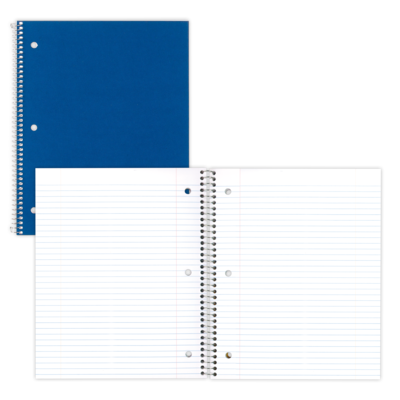National Wirebound 3-Subject Notebook, 11 x 8 1/2, College/Margin Ruled, 150 Sheets (RED33386)
