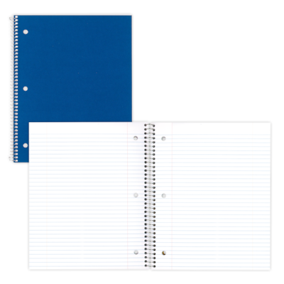 National Brand Wirebound 1-Subject Notebook, College/Margin Ruled, 11 x 8 7/8, 50 Sheets/Book (RED33986)