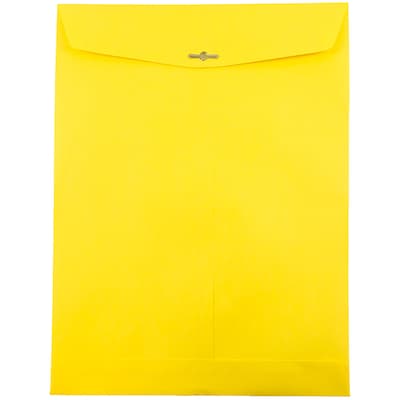 JAM Paper 10 x 13 Open End Catalog Colored Envelopes with Clasp Closure, Yellow Recycled, 25/Pack (9