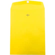 JAM Paper 10 x 13 Open End Catalog Colored Envelopes with Clasp Closure, Yellow Recycled, 10/Pac