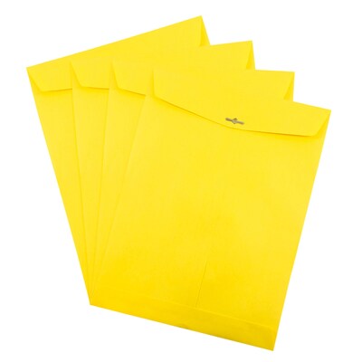 JAM Paper 10"" x 13"" Open End Catalog Colored Envelopes with Clasp Closure, Yellow Recycled, 10/Pack (900906710B)