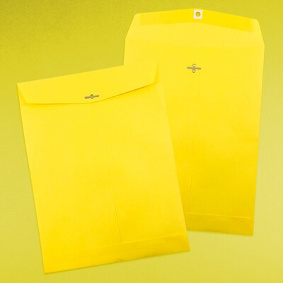JAM Paper 10 x 13 Open End Catalog Colored Envelopes with Clasp Closure, Yellow Recycled, 50/Pack (900906710i)