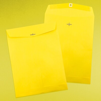 JAM Paper 10 x 13 Open End Catalog Colored Envelopes with Clasp Closure, Yellow Recycled, 25/Pack (900906710a)