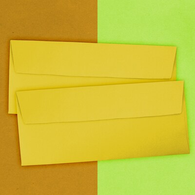 JAM Paper Open End #10 Business Envelope, 4 1/8" x 9 1/2", Yellow, 50/Pack (15859I)