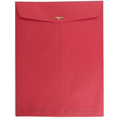 JAM Paper Open End Clasp #13 Catalog Envelope, 10 x 13, Red, 100/Box (87477)