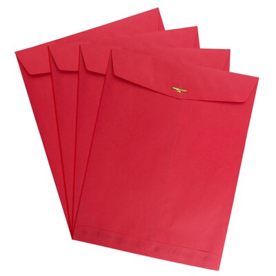 JAM Paper® 10 x 13 Open End Catalog Colored Envelopes with Clasp Closure, Red Recycled, 50/Pack (87477i)