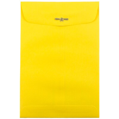 JAM Paper 6 x 9 Open End Catalog Colored Envelopes with Clasp Closure, Yellow Recycled, 10/Pack (8