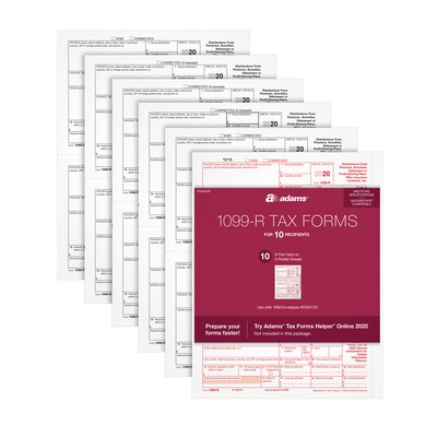 Adams 2020 1099-R Tax Forms, 6-Part, 10/Pack (STAX520R)