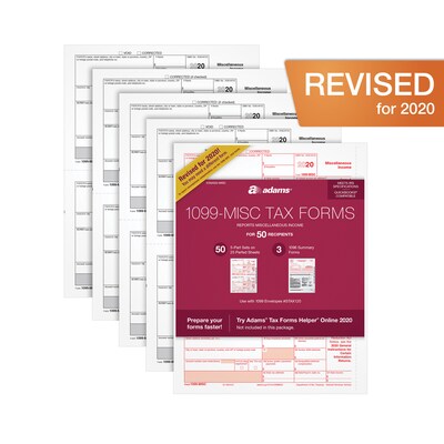 Adams 2020 1099-MISC Tax Forms, 5-Part, Includes 1096 Forms, 50/Pack (STAX520-MISC)