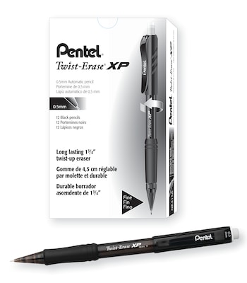 Pentel Twist-Erase EXPRESS Mechanical Pencil, 0.5mm, #2 Medium Lead, Dozen (QE415A)