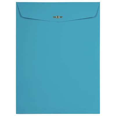 JAM Paper 9 x 12 Open End Catalog Colored Envelopes with Clasp Closure, Blue Recycled, 10/Pack (7382