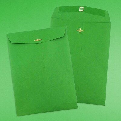 JAM Paper Open End Clasp Catalog Envelope, 9" x 12", Green, 100/Box (92912)