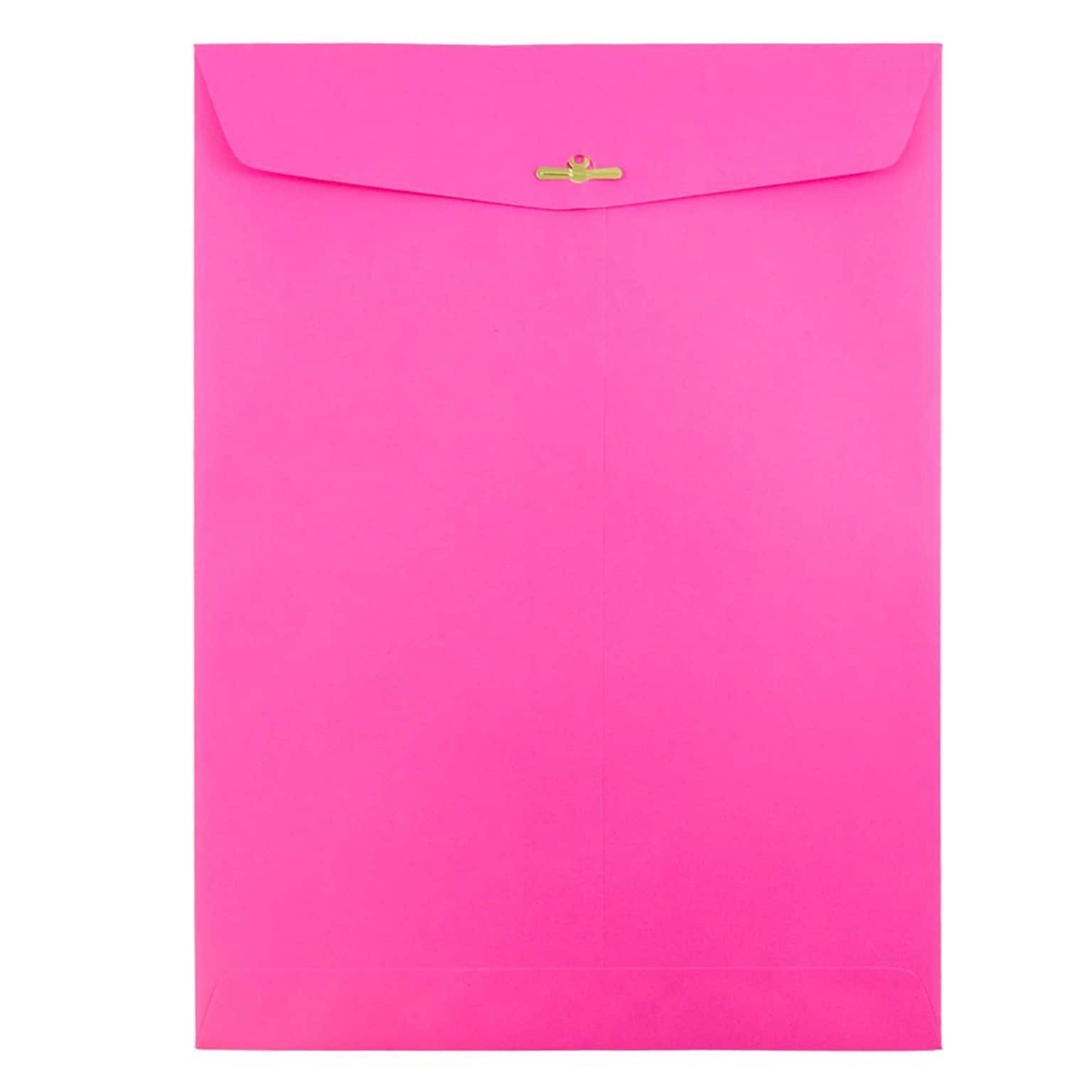 JAM Paper 9 x 12 Open End Catalog Colored Envelopes with Clasp Closure, Ultra Fuchsia Pink, 10/Pack (90909027B)