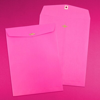 JAM Paper 9" x 12" Open End Catalog Colored Envelopes with Clasp Closure, Ultra Fuchsia Pink, 10/Pack (90909027B)