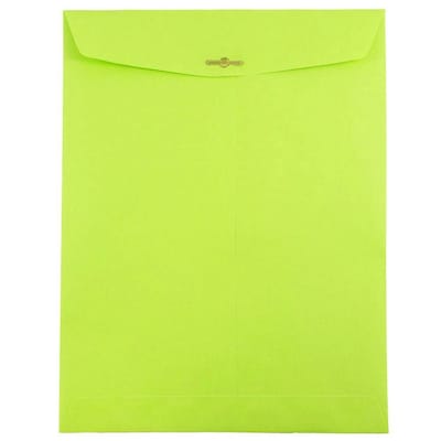 JAM Paper Open End Clasp Catalog Envelope, 9 x 12, Lime Green, 100/Box (900835395)