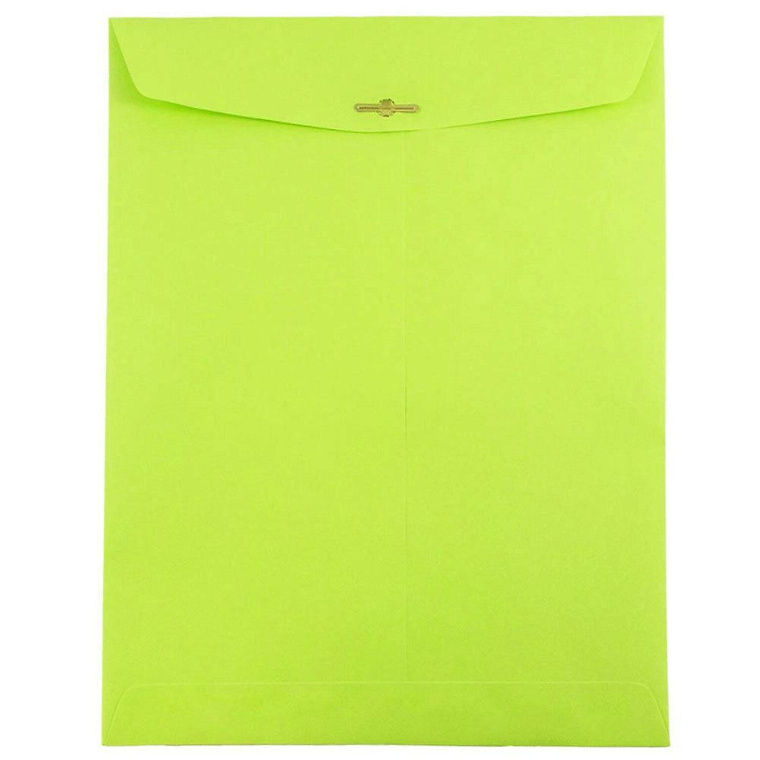 JAM Paper 9 x 12 Open End Catalog Colored Envelopes with Clasp Closure, Ultra Lime Green, 10/Pack (900835395B)
