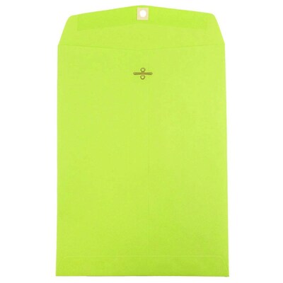 JAM Paper 9 x 12 Open End Catalog Colored Envelopes with Clasp Closure, Ultra Lime Green, 10/Pack