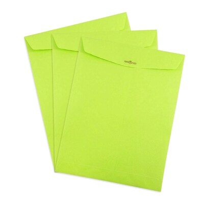 JAM Paper Open End Clasp Catalog Envelope, 9" x 12", Lime Green, 100/Box (900835395)