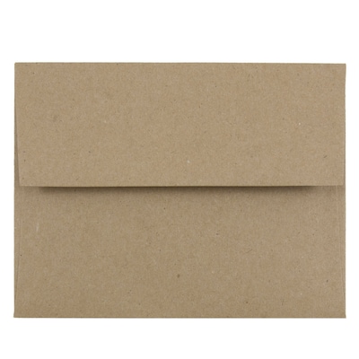 JAM Paper A2 Invitation Envelopes, 4.375 x 5.75, Brown Kraft Paper Bag, 50/Pack (LEKR600I)