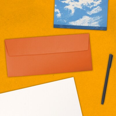 JAM Paper #10 Business Colored Envelopes, 4.125 x 9.5, Orange Recycled, Bulk 500/Box (15860H)