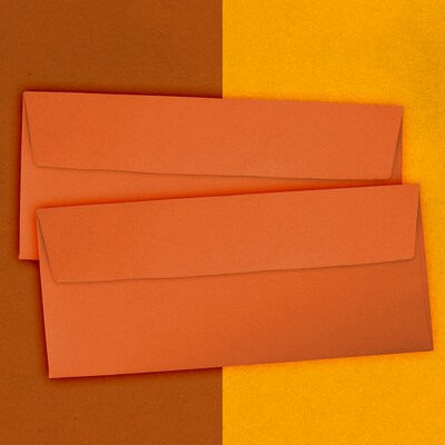 JAM Paper #10 Business Colored Envelopes, 4.125 x 9.5, Orange Recycled, Bulk 500/Box (15860H)
