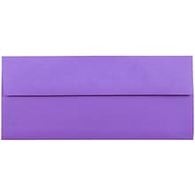 JAM Paper Open End #10 Business Envelope, 4 1/8 x 9 1/2, Violet Purple, 50/Pack (15864I)