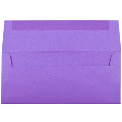 JAM Paper Open End #10 Business Envelope, 4 1/8" x 9 1/2", Violet Purple, 50/Pack (15864I)