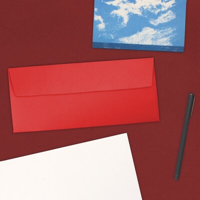 JAM Paper Open End #10 Business Envelope, 4 1/8" x 9 1/2", Red, 500/Pack (67161H)