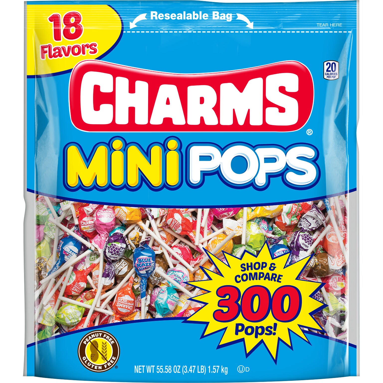 Charms Mini Pops Lollipops, Assorted Flavors, 300 Pieces (209-02010)