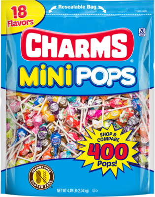 Charms Mini Pops Lollipops, Assorted Flavors, 71.96 oz., 400 Pieces (CRM34006)