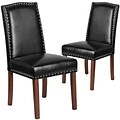 Flash Furniture Leather Parsons Chair with Nail Heads Black 2 Pack (2QYA139349BK)