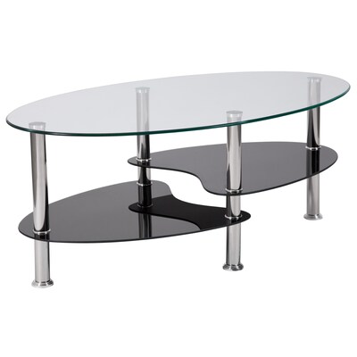 Flash Furniture HERCULES Series Coffee Table, Clear/Stainless Steel (HG600920)