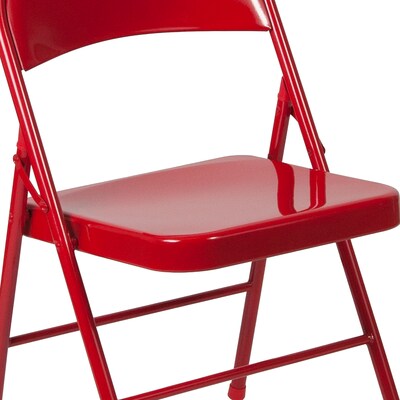 Flash Furniture HERCULES Series Metal Folding Chair, 4/Pk (4BDF002RED)