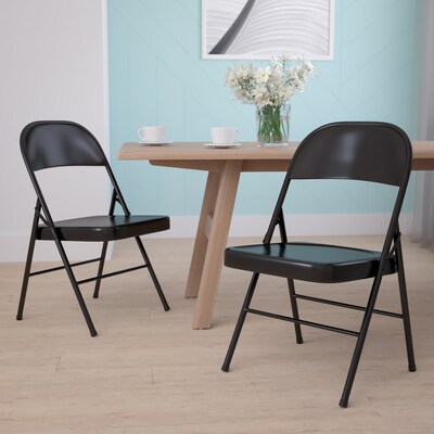 Flash Furniture HERCULES Series Metal Folding Chair, Black, 2/Pack (2BDF002BK)