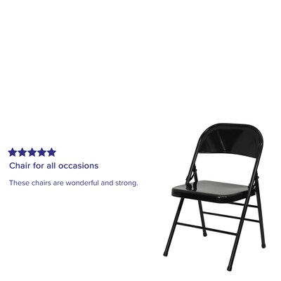 Flash Furniture HERCULES Series Metal Folding Chair, Black, 2/Pack (2BDF002BK)