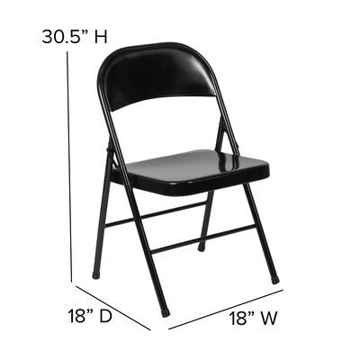 Flash Furniture HERCULES Series Metal Folding Chair, Black, 2/Pack (2BDF002BK)