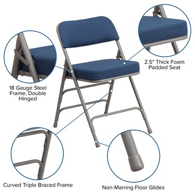 Flash Furniture HERCULES Series Fabric Folding Chair, Navy, 2/Pack (2AWMC320AFNVY)