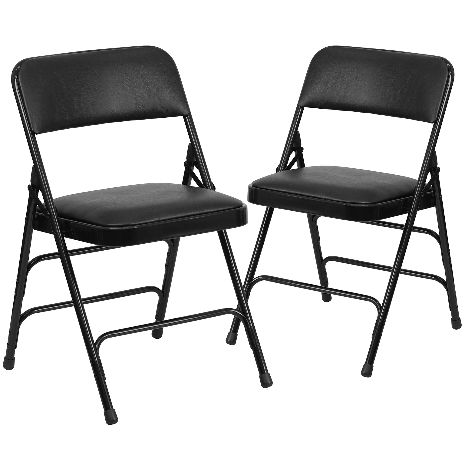 Flash Furniture HERCULES Series Vinyl Folding Chair, Black, 2/Pack (2HAMC309AVBK)