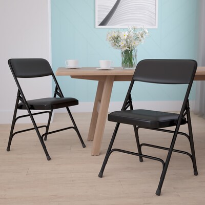 Flash Furniture HERCULES Series Vinyl Folding Chair, Black, 2/Pack (2HAMC309AVBK)