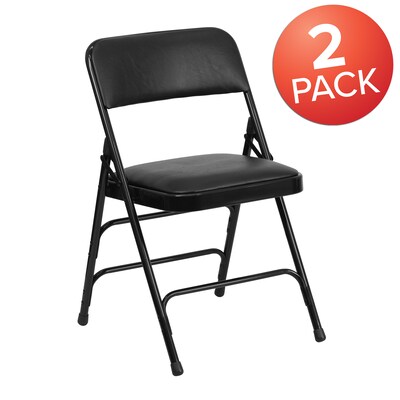 Flash Furniture HERCULES Series Vinyl Folding Chair, Black, 2/Pack (2HAMC309AVBK)