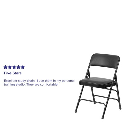 Flash Furniture HERCULES Series Vinyl Folding Chair, Black, 2/Pack (2HAMC309AVBK)