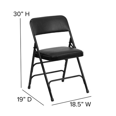 Flash Furniture HERCULES Series Vinyl Folding Chair, Black, 2/Pack (2HAMC309AVBK)