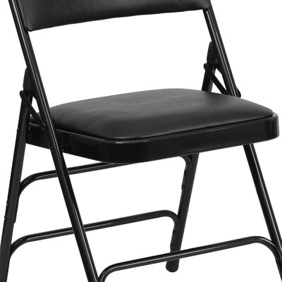 Flash Furniture HERCULES Series Vinyl Folding Chair, Black, 2/Pack (2HAMC309AVBK)