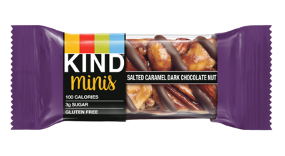 KIND Minis Bars, Salted Caramel Dark Chocolate Nut/Dark Chocolate Almond Coconut, 0.7 Oz., 20/Pack (27970)