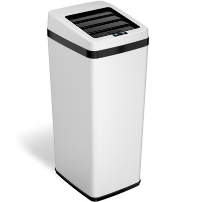 Photo 1 of **NONREFUNDABLE**FOR PARTS OR REPAIR**SEE NOTES**
iTouchless Stainless Steel Sliding Lid Sensor Trash Can with AbsorbX Odor Control System, 14 Gal., White (IT14SW)